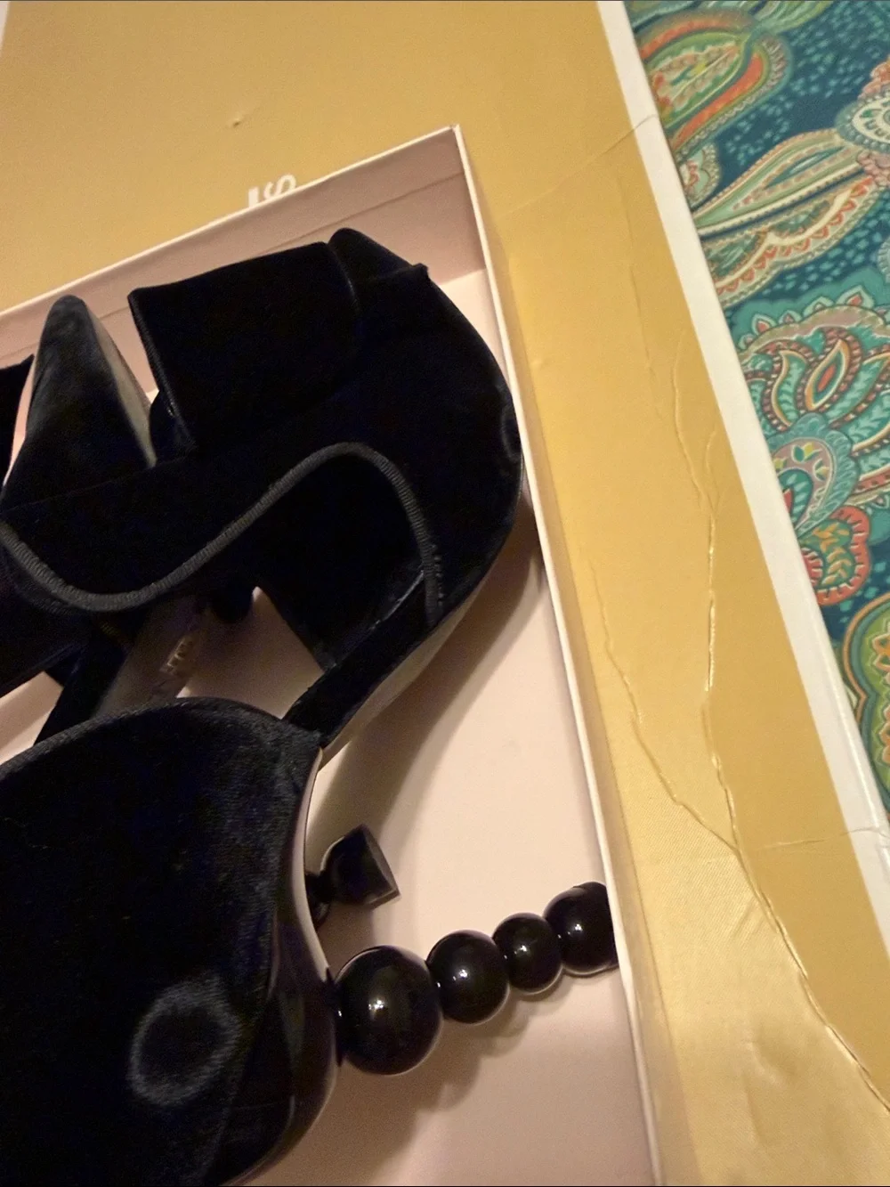 Tory Burch Black Velvet Pointed Toe Bow Flats